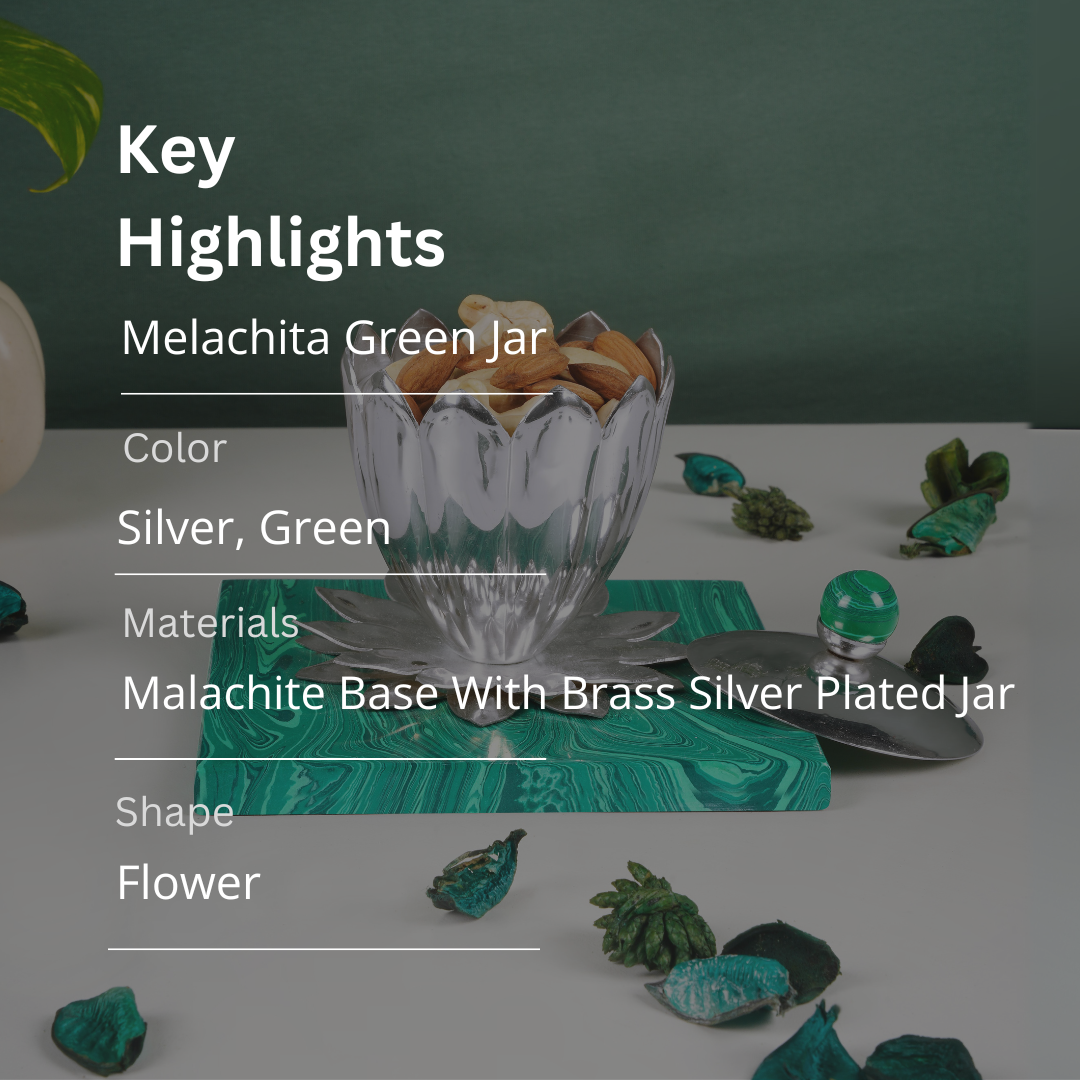 Green Base With Brass Silver Plated Jar
