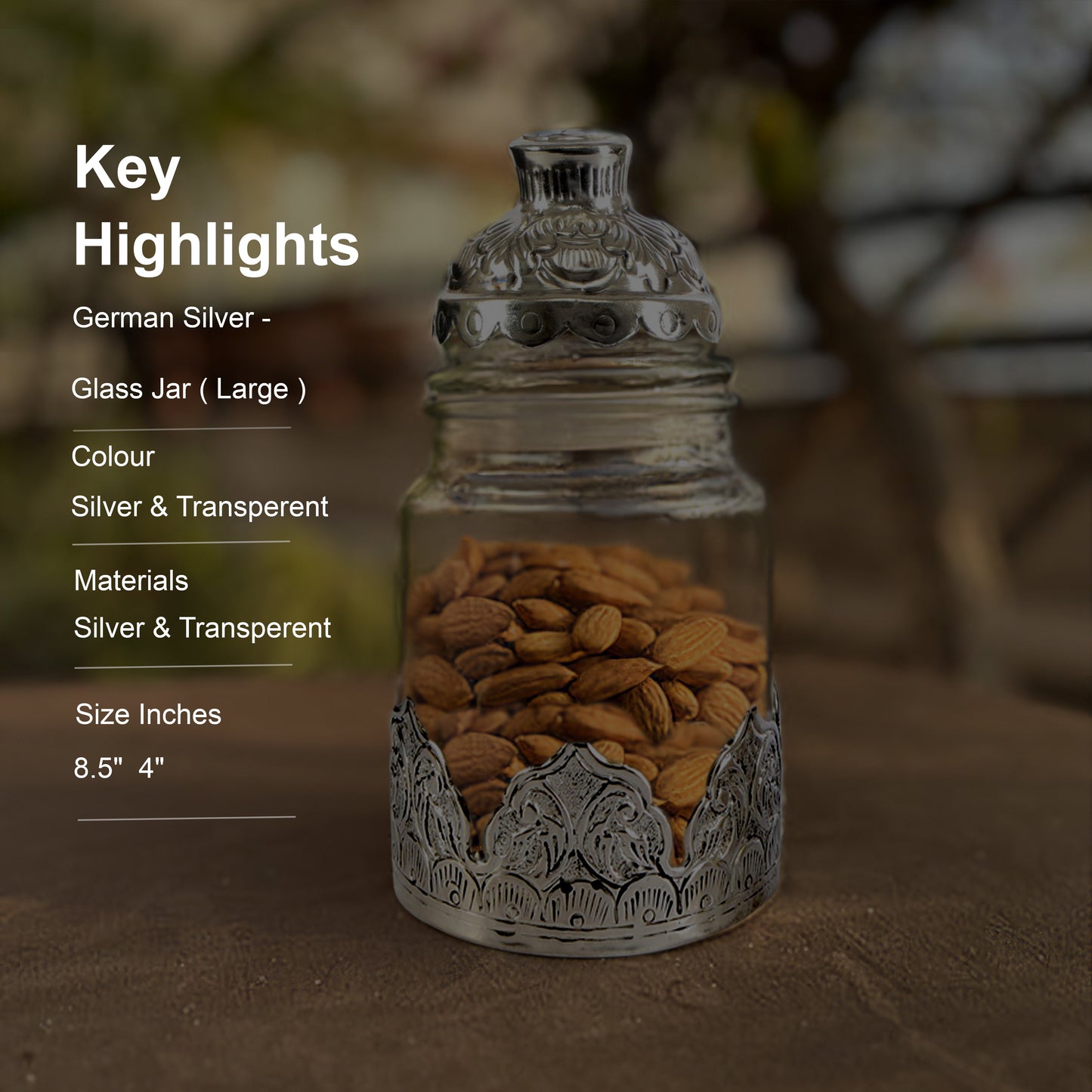Large Glass & Silver Jar