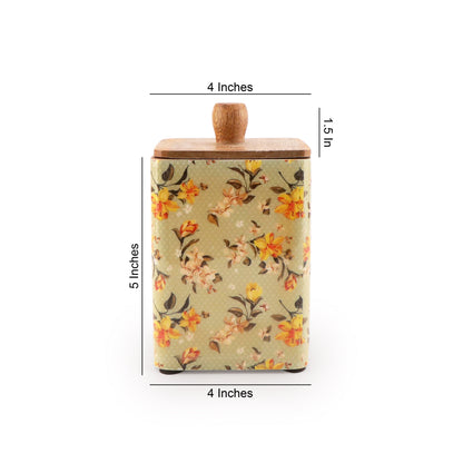 Pista Green printed mango Wooden Jar