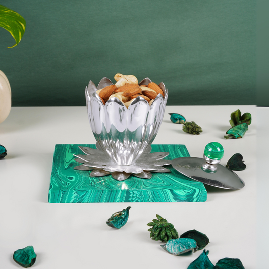 Green Base With Brass Silver Plated Jar