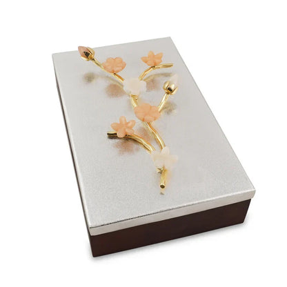 Bloom Range - Wooden Base With Brass Silver Plated Lid Box 8'