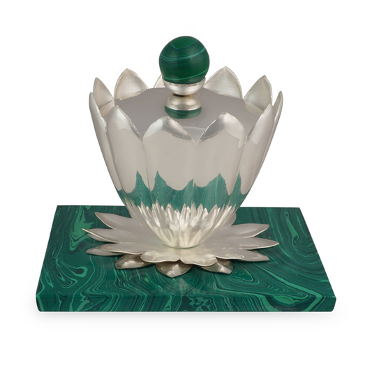 Green Base With Brass Silver Plated Jar