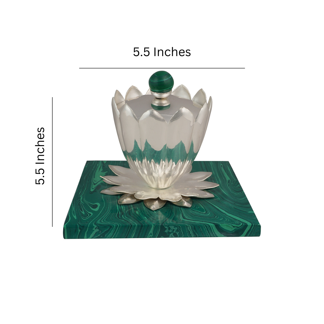 Green Base With Brass Silver Plated Jar