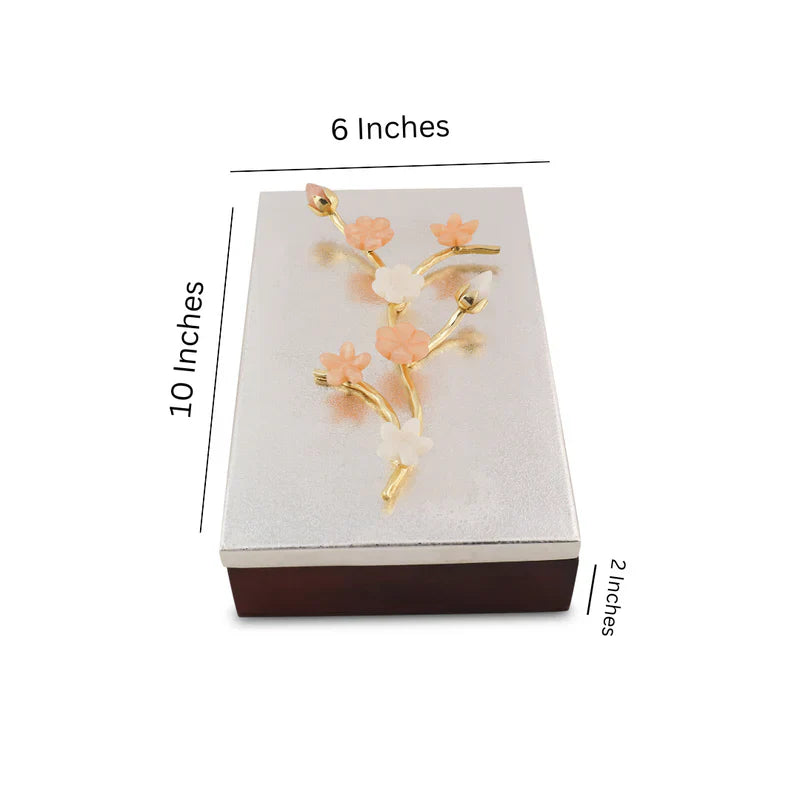 Bloom Range - Wooden Base With Brass Silver Plated Lid Box 8'