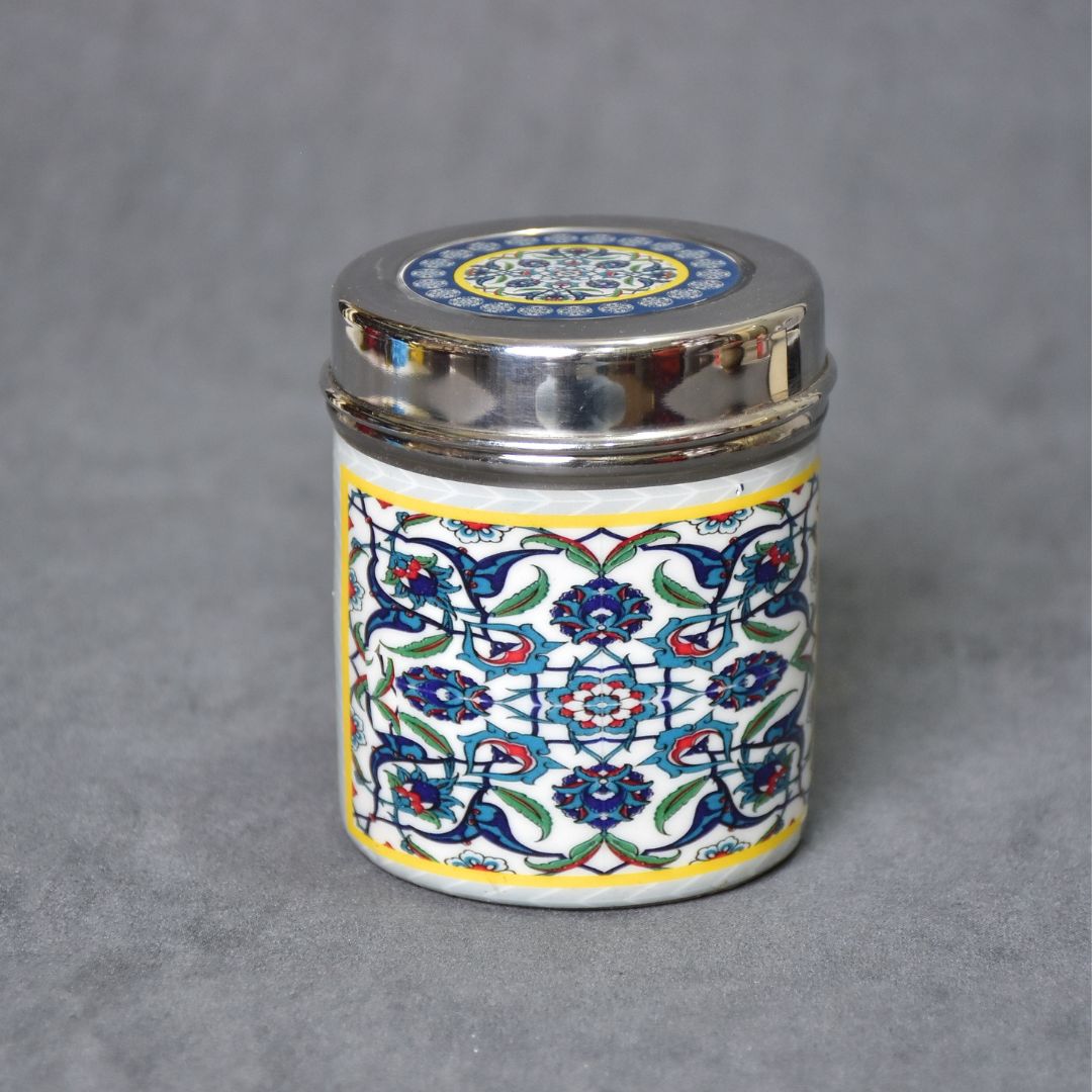 Stainless Steel Blue Abstract Printed Jar Set Of 4