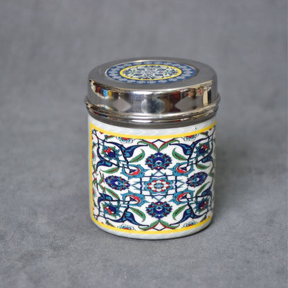 Stainless Steel Blue Abstract Printed Jar Set Of 4