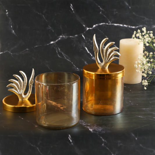 Glass Jar With Metal Lid - set of 2