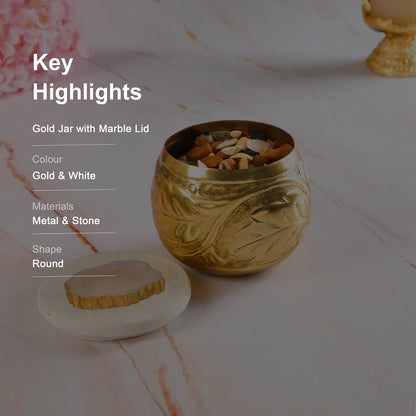 Large Gold Jar With Lid