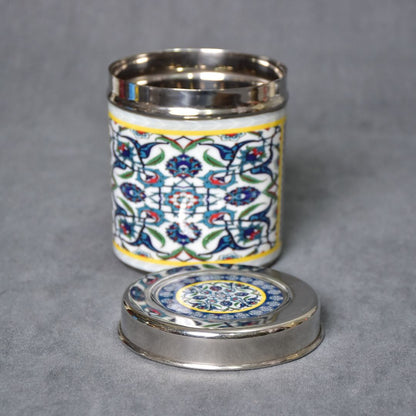 Stainless Steel Blue Abstract Printed Jar Set Of 4