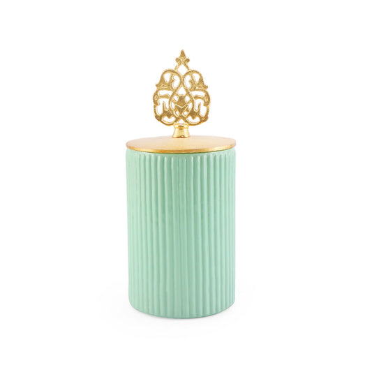 Green Lining Glass Jar With Metal Lid - Medium