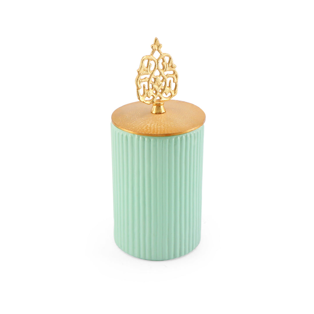 Green Lining Glass Jar With Metal Lid - Medium