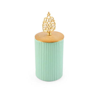 Green Lining Glass Jar With Metal Lid - Medium
