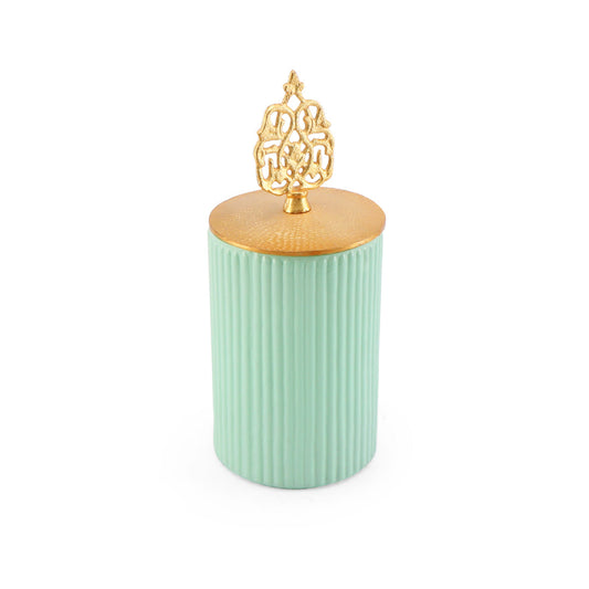 Green Lining Glass Jar With Metal Lid - Medium