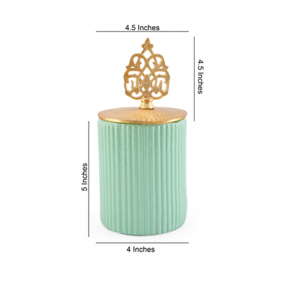 Green Lining Glass Jar With Metal Lid - Medium