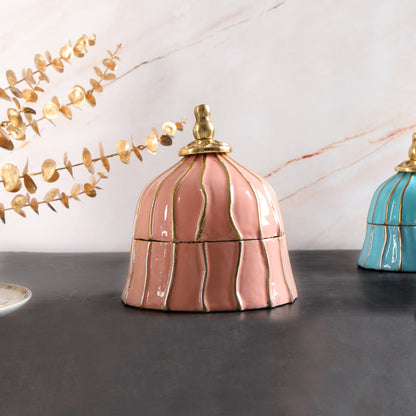Large - Bell Shape Pink Metal Jar