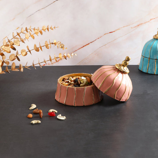 Large - Bell Shape Pink Metal Jar