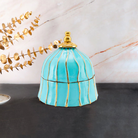 Small  - Bell Shape Blue Metal Jar