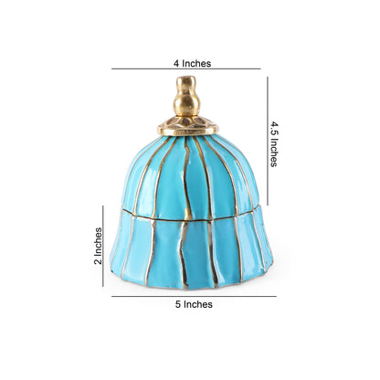 Small  - Bell Shape Blue Metal Jar