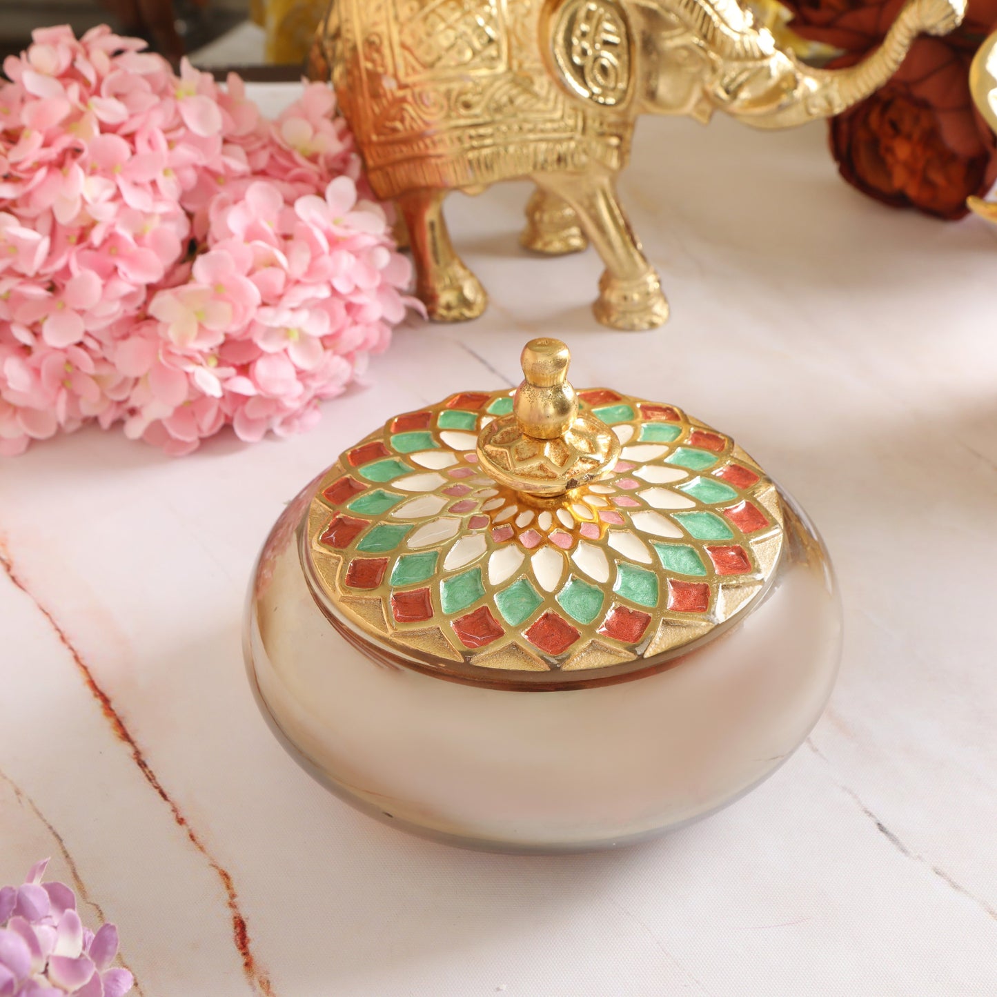 Small - Glass Jar with Green & Red Metal Lid