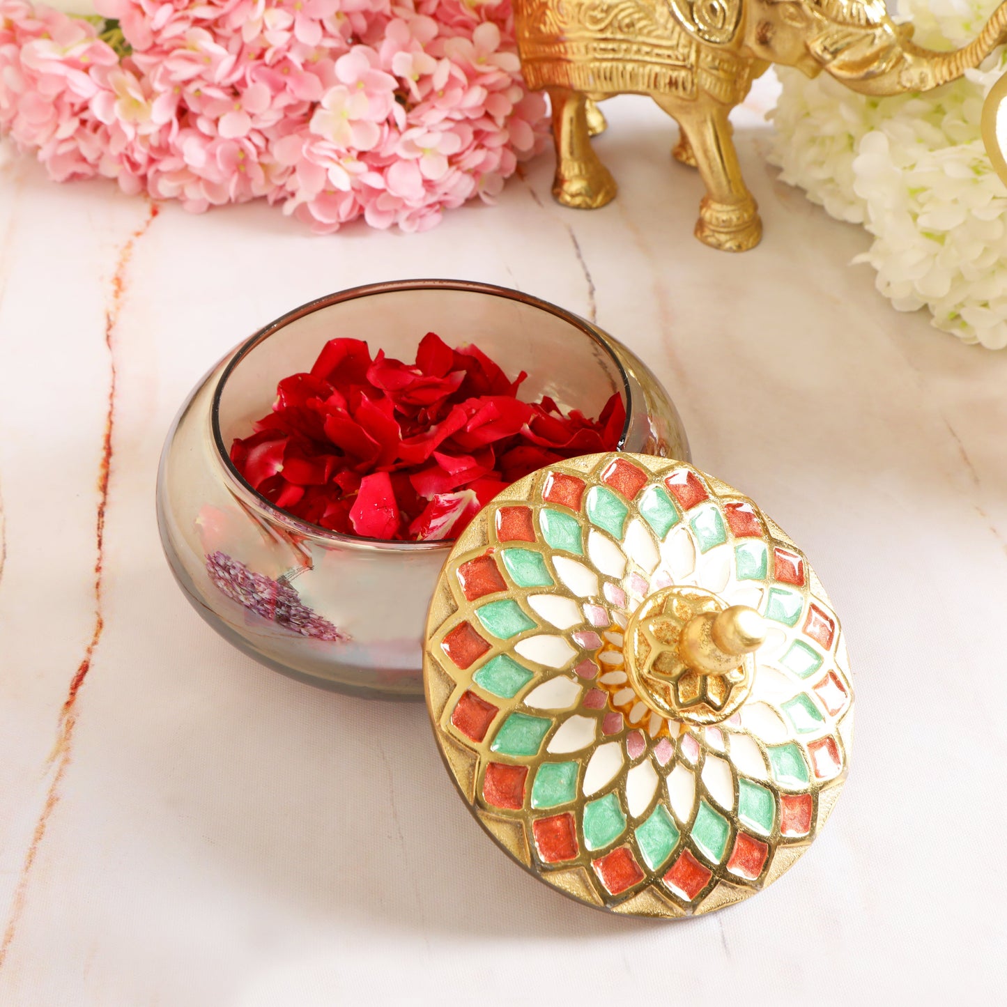Small - Glass Jar with Green & Red Metal Lid