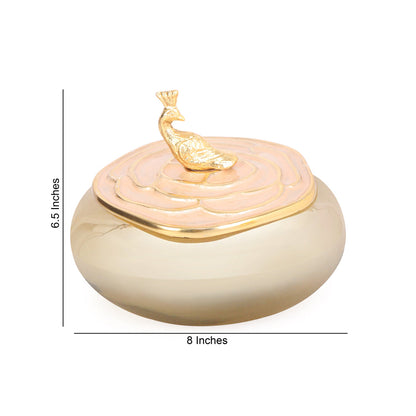 Small - Glass Jar With Rose Design Metal Lid