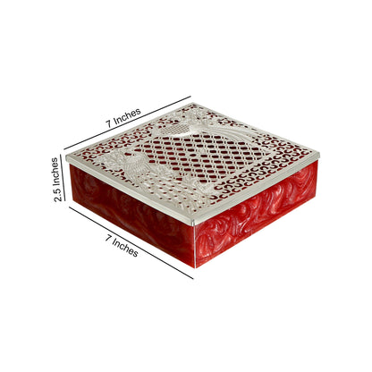 Box With Brass Silver Plated Design Cut Lid