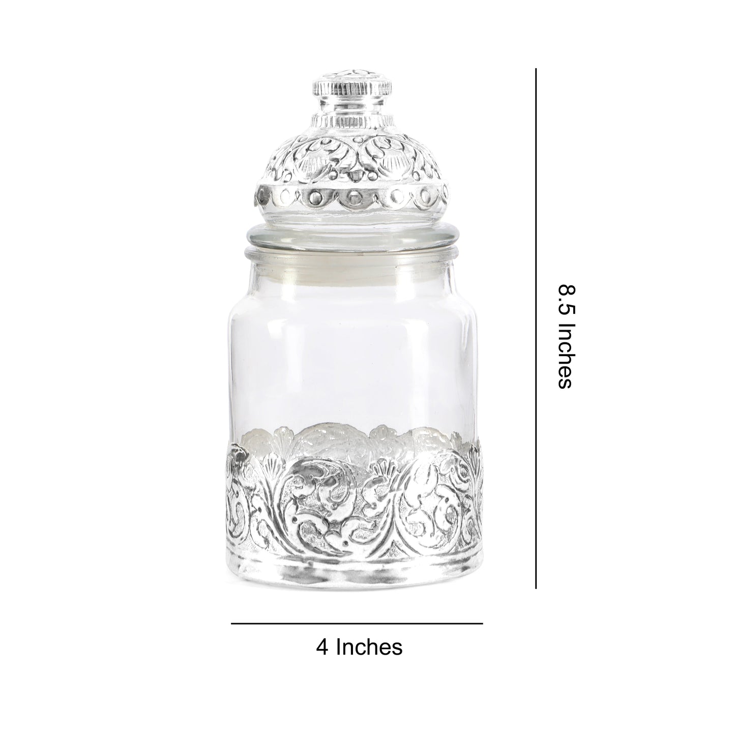 Large Glass & Silver Jar