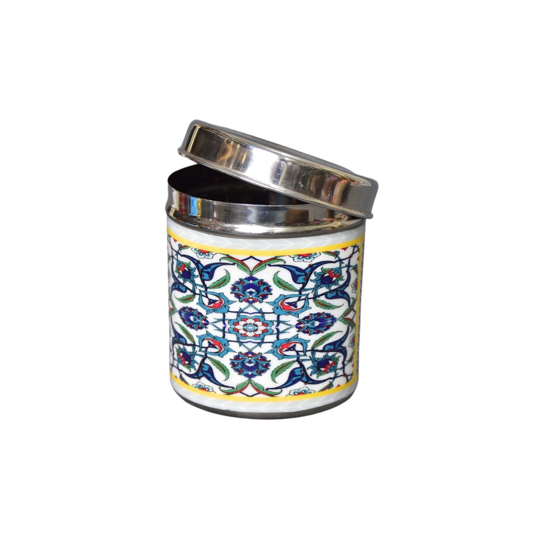 Stainless Steel Blue Abstract Printed Jar Set Of 4