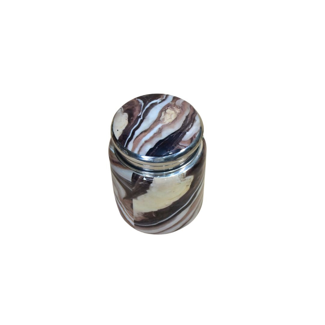 Stainless Steel Brown Printed Jar Set Of 3