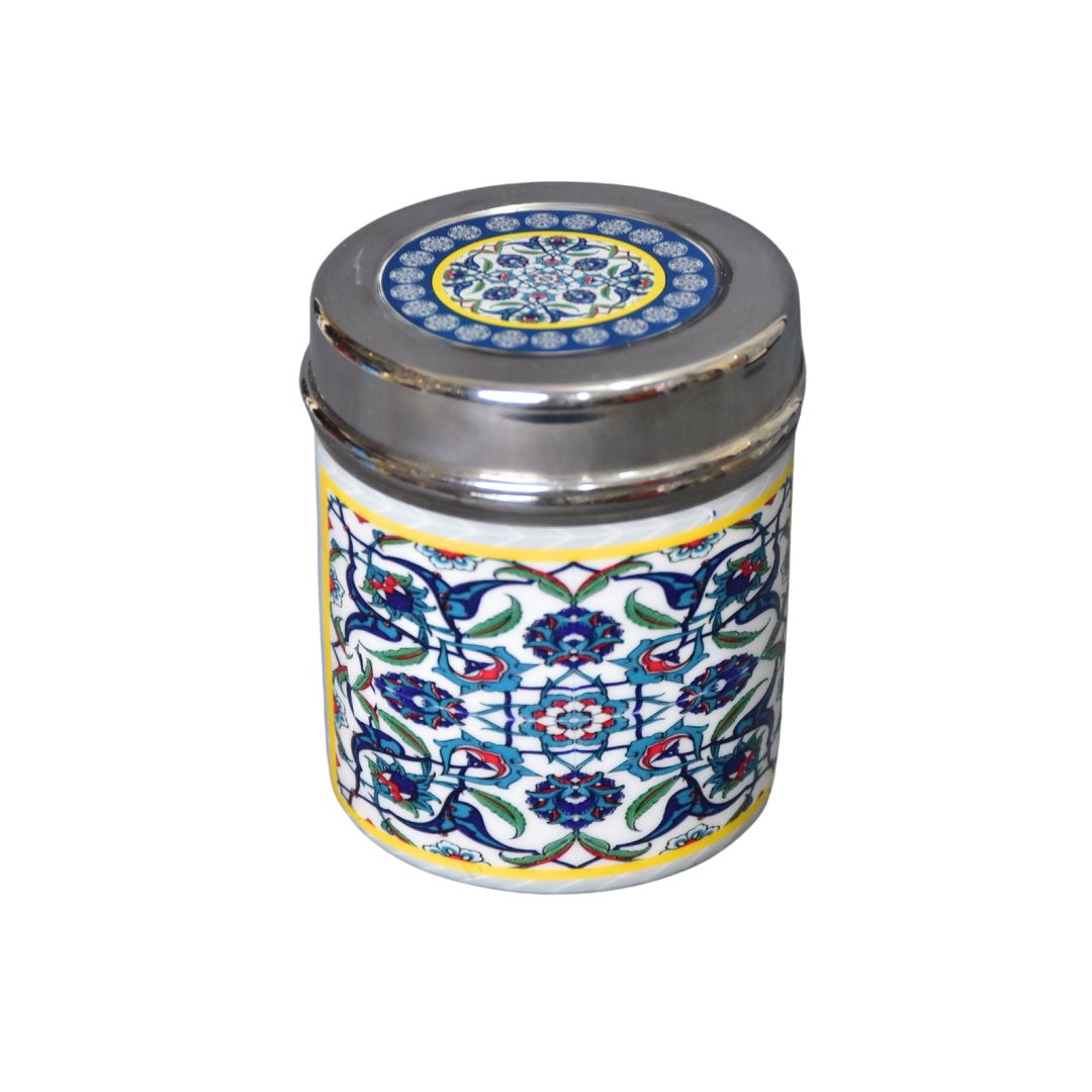 Stainless Steel Blue Abstract Printed Jar Set Of 4