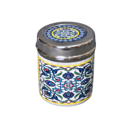 Stainless Steel Blue Abstract Printed Jar Set Of 4